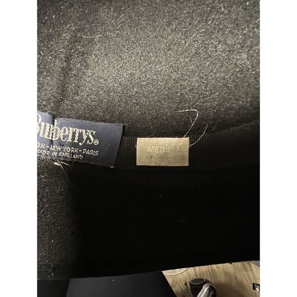 VINTAGE BURBERRY’S ENGLAND 100% RABBIT FELT BLACK DERBY CLOCHE WOMENS HAT Med - Picture 7 of 8